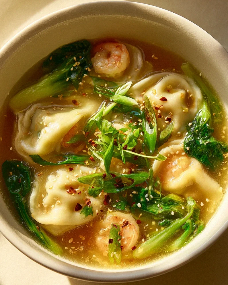 Aromatische Garnelen Dumpling Suppe mit frischem Pak Choi – Schritt 2
