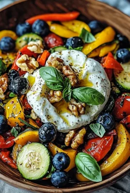 Burrata-Salat mit Ofengemüse und Blaubeeren