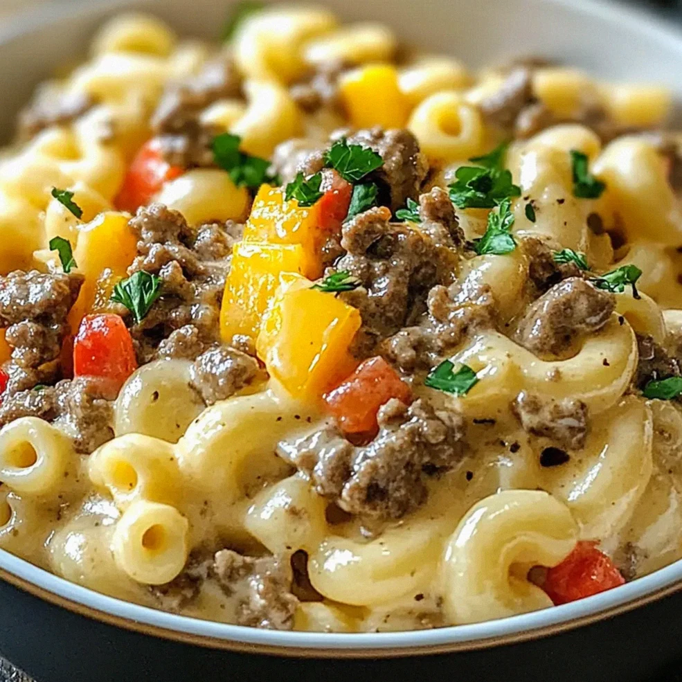 Cremige Philly Cheesesteak Mac & Cheese für Genießer