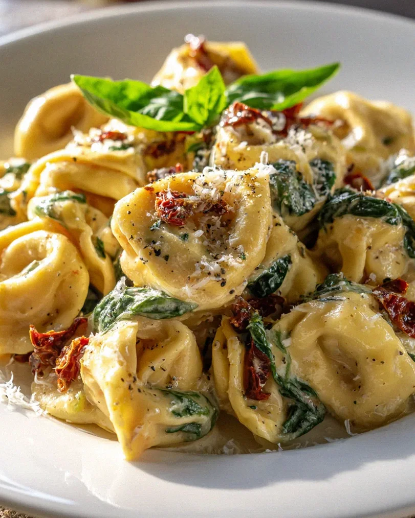 Cremiger toskanischer Tortellini mit getrockneten Tomaten