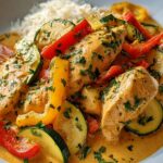 Cremiges Paprika Zucchini Hähnchen: Dein leichtes Abendessen