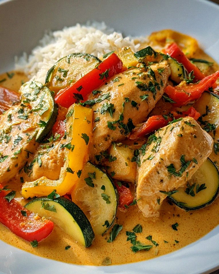 Cremiges Paprika Zucchini Hähnchen: Dein leichtes Abendessen