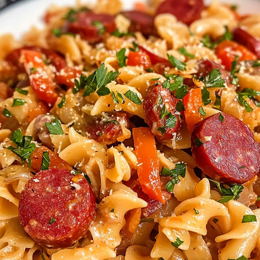 Ein-Topf Kielbasa Pasta für schnelles Komfortessen