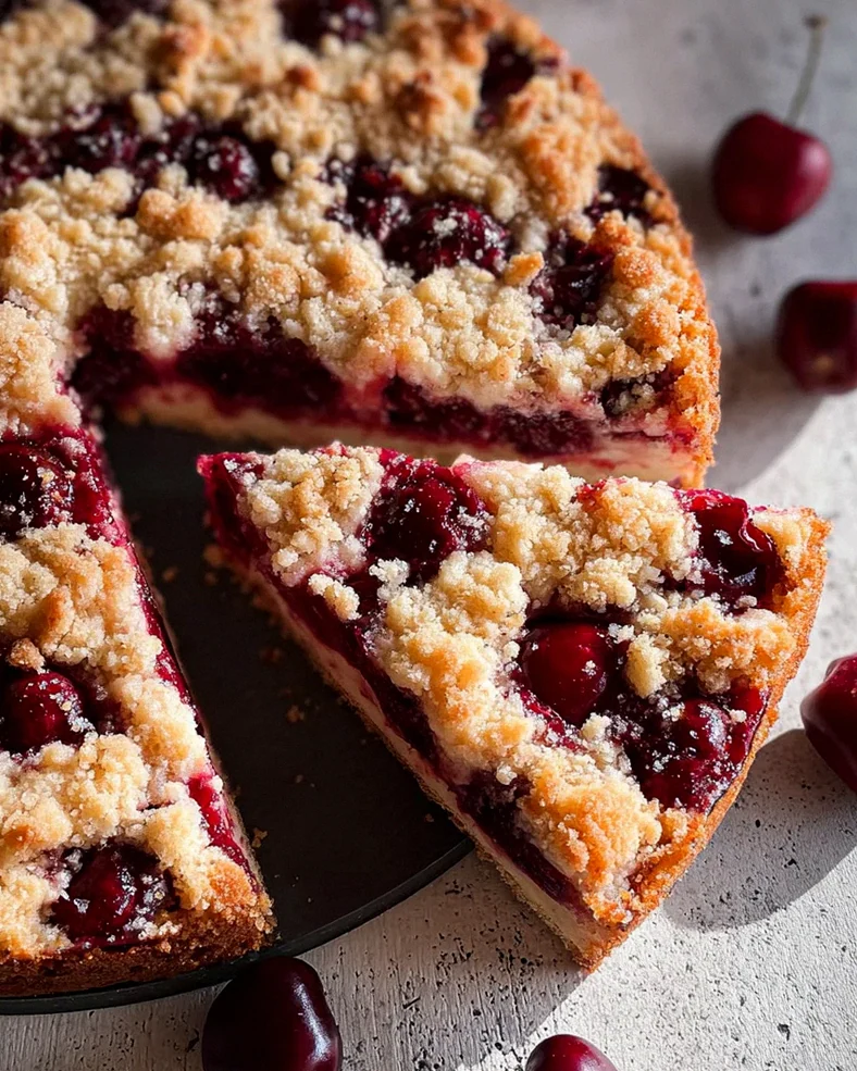 Einfacher und schneller cherry juice-Streusel-Kuchen