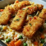 Fischstäbchen-Auflauf mit Reis und Gemüse