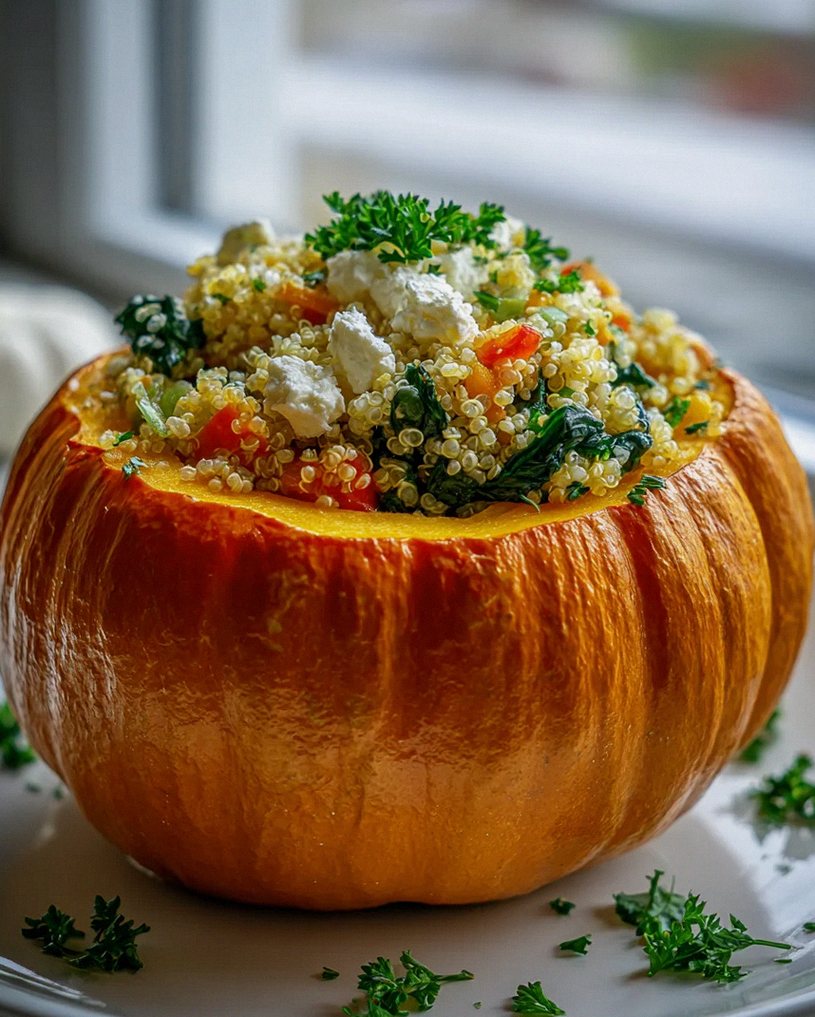 Gefüllter Hokkaido Kürbis mit Feta & Quinoa – Herbstgenuss!