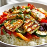 Gegrillte Halloumi-Reisbowls