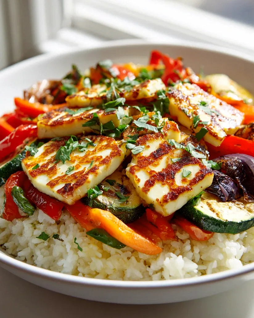 Gegrillte Halloumi-Reisbowls