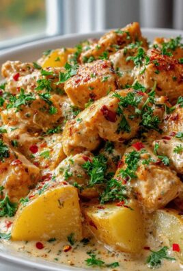 Genieße High Protein: Cremige Knoblauch-Käse Hähnchen-Kartoffeln