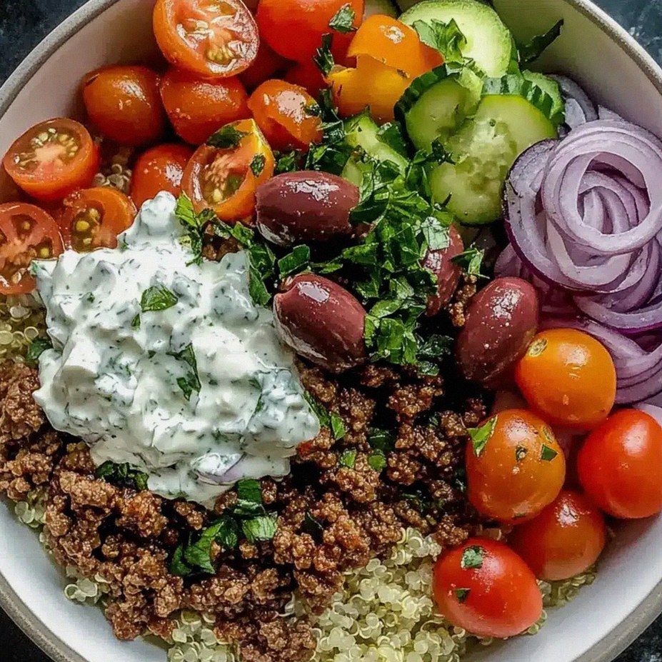Griechische Rinderhackfleisch-Schüssel einfach zubereiten – Schritt 1