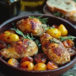 Hähnchenschenkel mit Ofengemüse knusprig zubereiten