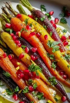 Honiggeröstete Regenbogenkarotten mit Burrata und Granatapfel