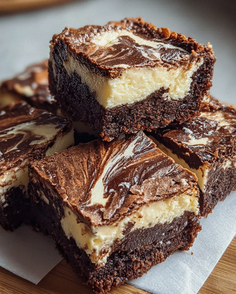 Käsekuchen Brownies mit Frischkäse und Schokolade