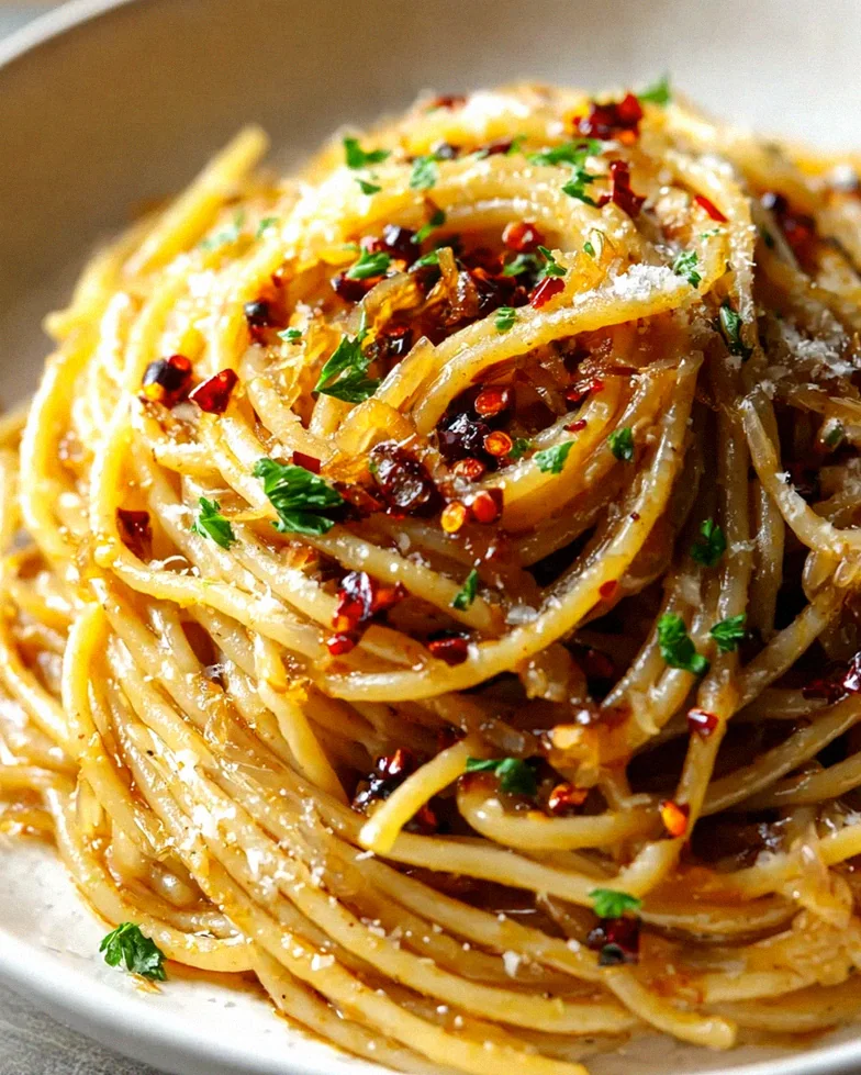 Karamellisierte Zwiebel Pasta mit Chiliöl – Ein Genuss!