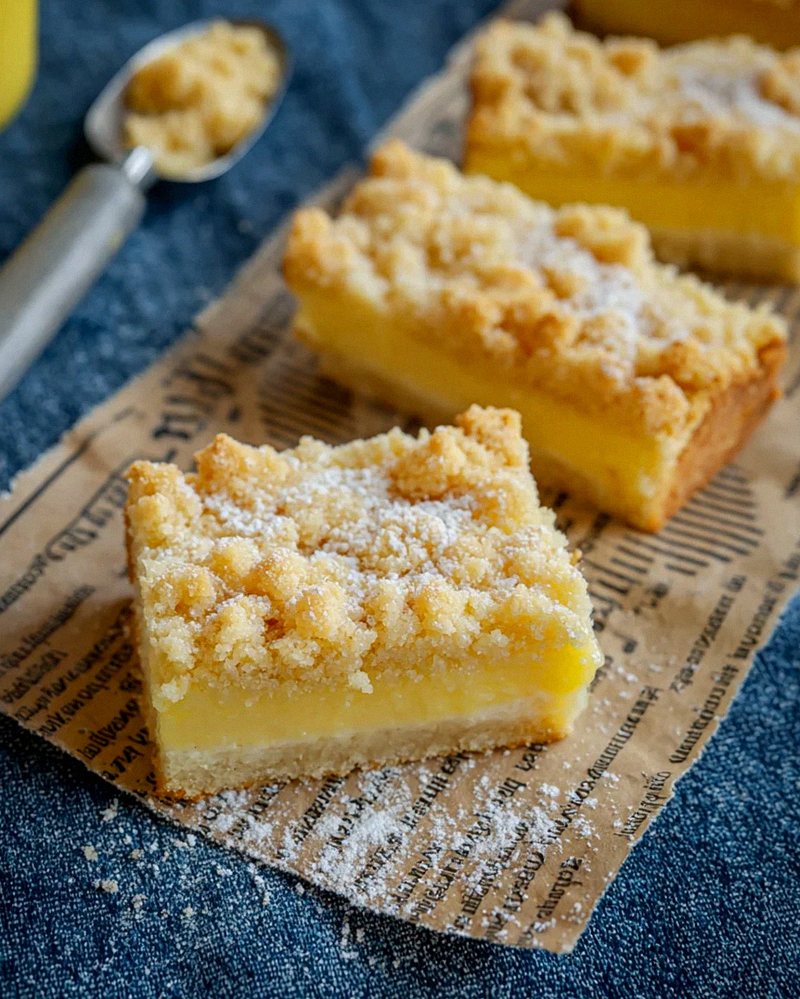 Knuspriger Streuselkuchen mit Vanillepudding