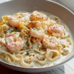 Köstliche Cremige Meeresfrüchte Fettuccine Pasta Bowl
