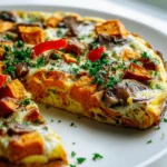 Leckere Süßkartoffel Pilz Frittata mit Paprika – Vegetarisch