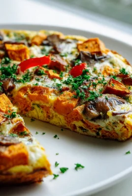 Leckere Süßkartoffel Pilz Frittata mit Paprika – Vegetarisch