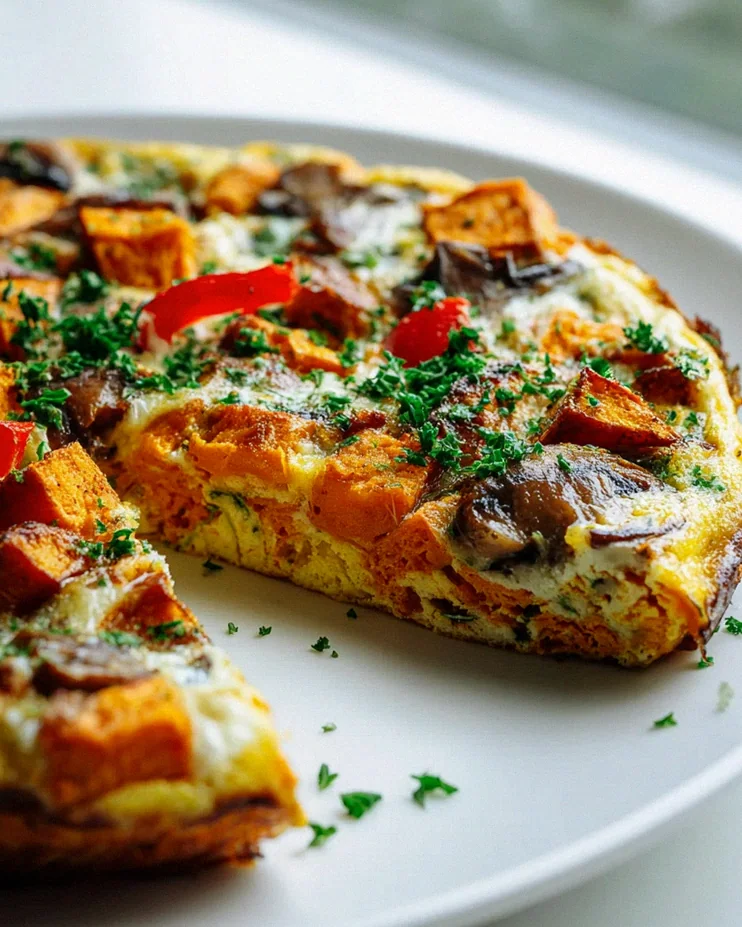 Leckere Süßkartoffel Pilz Frittata mit Paprika – Vegetarisch – Schritt 1