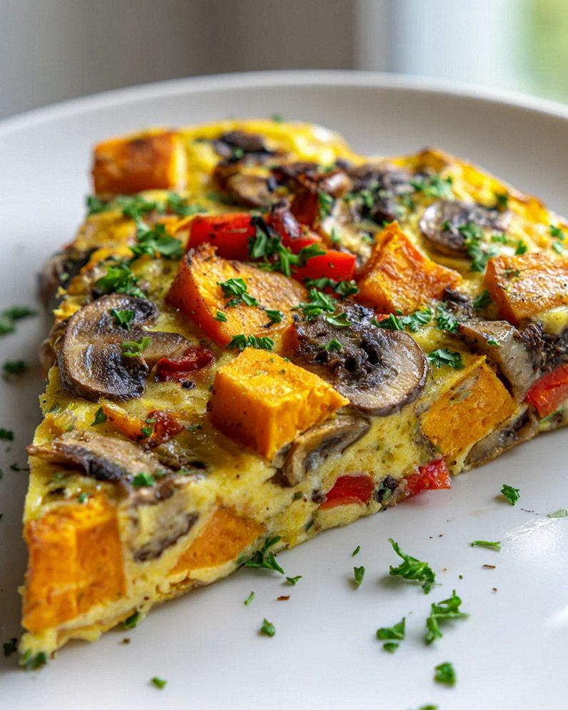 Leckere Süßkartoffel Pilz Frittata mit Paprika – Vegetarisch – Schritt 2