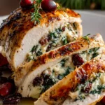 Leckeres Rezept: Spinat-Cranberry gefüllte Hähnchenbrust