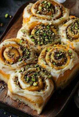 Lockere Pistazien-Heferollen mit Orangen-Frischkäse-Frosting