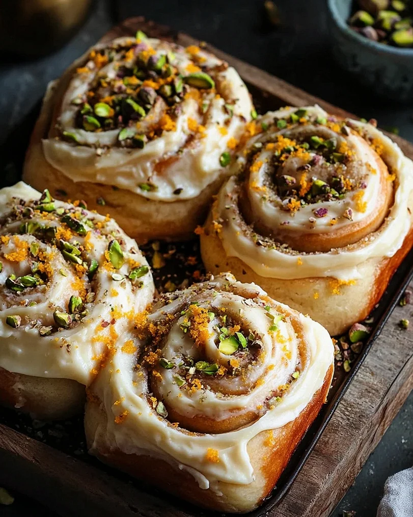 Lockere Pistazien-Heferollen mit Orangen-Frischkäse-Frosting – Schritt 2