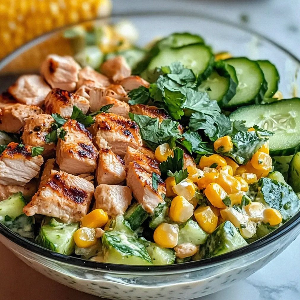 Mais cremiger Gurken-Hühnchen-Salat für den Sommer – Schritt 1