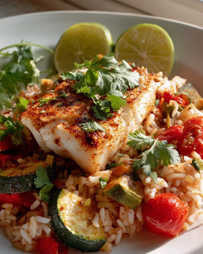 One Pan Baja Fisch mit geröstetem Gemüse-Reis Rezept – Schritt 2