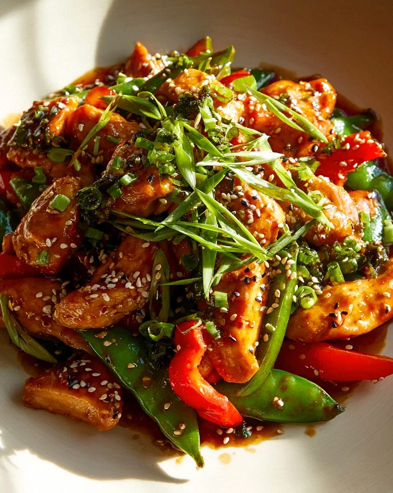 Paprika Hähnchen Stir Fry mit Teriyaki Glasur: Dein Lieblingsrezept!