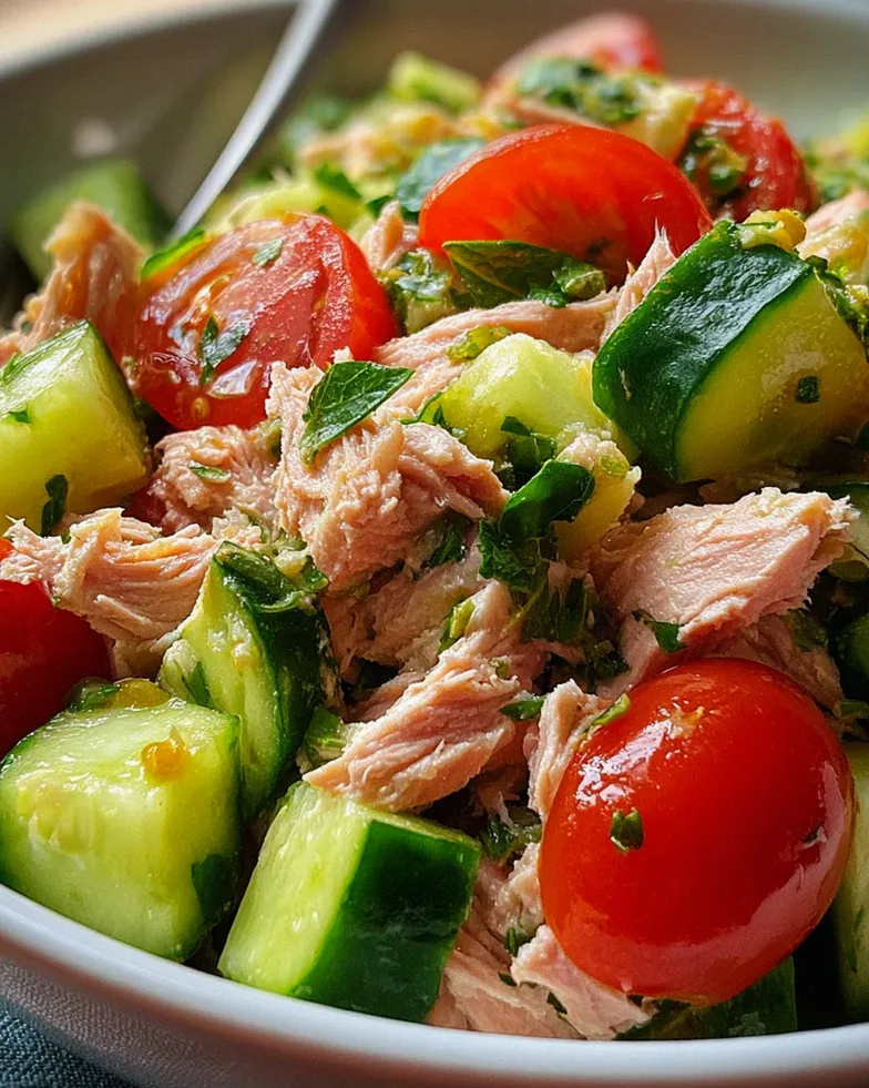 Schneller Thunfischsalat mit Gurke und Tomate – Schritt 1
