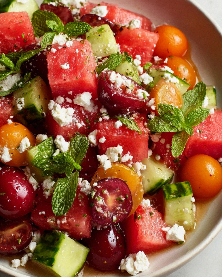 Sommerlicher Griechischer Salat mit Wassermelone & Minze – Schritt 2