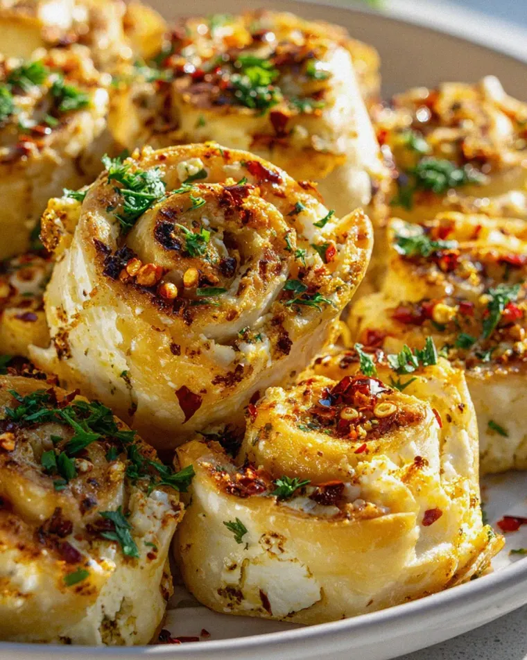 Spicy Feta Rolls: Irresistible Chili Flake Appetizer
