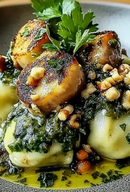 Spinatknödel mit Pilzragout
