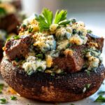 Steak & Blauschimmelkäse gefüllte Portobello – Herzhaft Genießen!