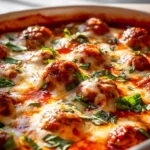 Toskanischer Fleischbällchenauflauf mit Mozzarella & Basilikum