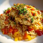 Unglaubliche Orzo Pfanne mit Paprikahuhn Rezept – jetzt kochen!