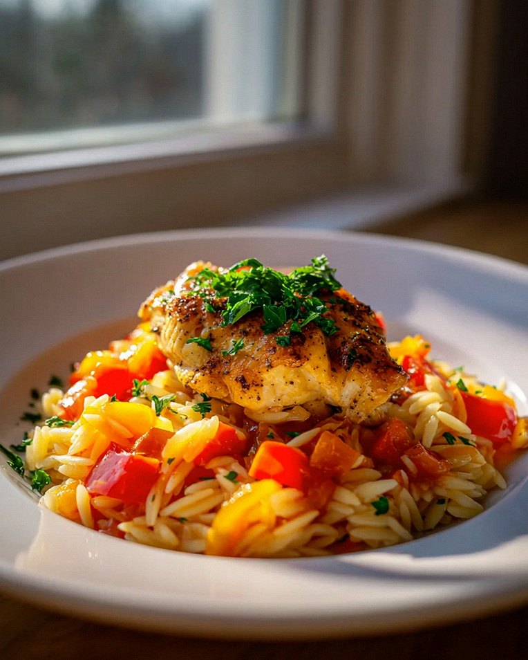 Unglaubliche Orzo Pfanne mit Paprikahuhn Rezept – jetzt kochen! – Schritt 2