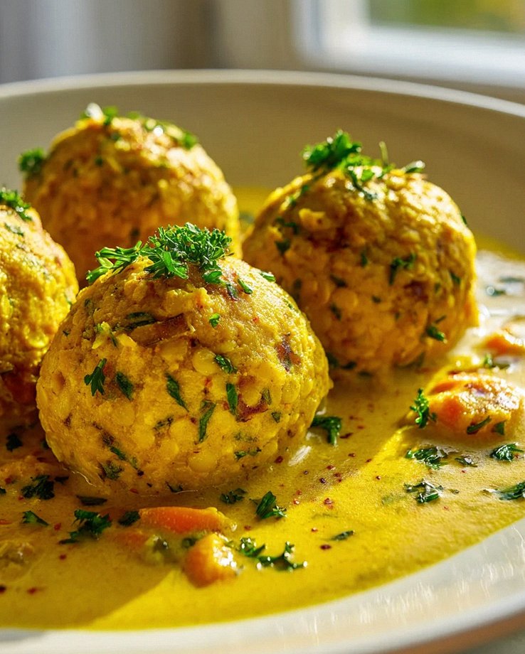 Vegane Linsenknödel in Curry Sauce – Einfach & Köstlich